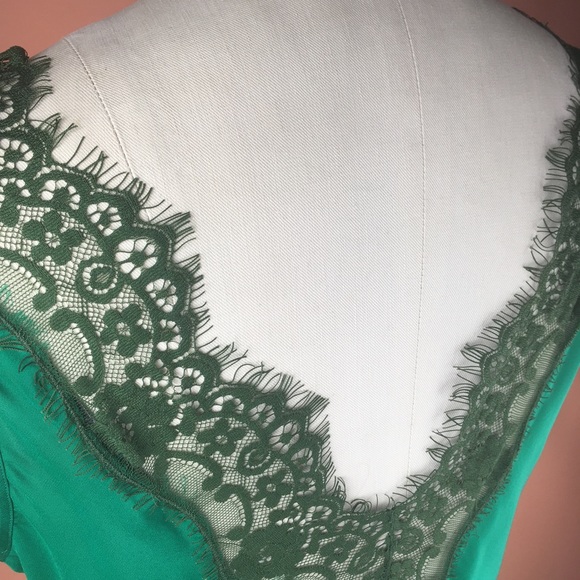 Uterque Emerald Silk and Lace Nightgown / Slip / Slipdress - Medium - Picture 8 of 15